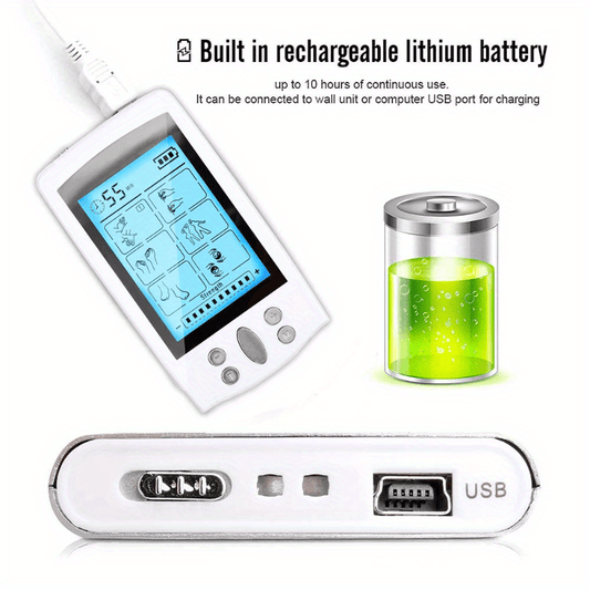 16-Mode Electric Massager - Dual Output EMS & TENS(White)