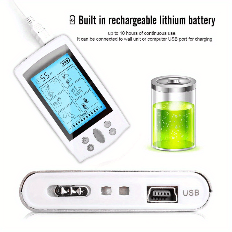 NNETM 16-Mode Electric Massager - Dual Output EMS & TENS(White)