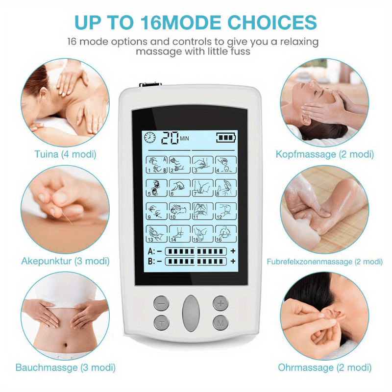 NNETM 16-Mode Electric Massager - Dual Output EMS & TENS(White)
