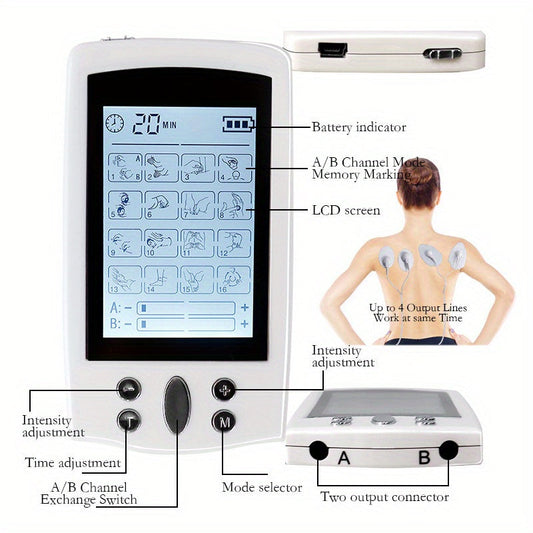 NNETM 16-Mode Electric Massager - Dual Output EMS & TENS(White)