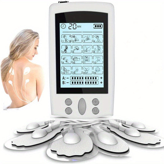 16-Mode Electric Massager - Dual Output EMS & TENS(White)