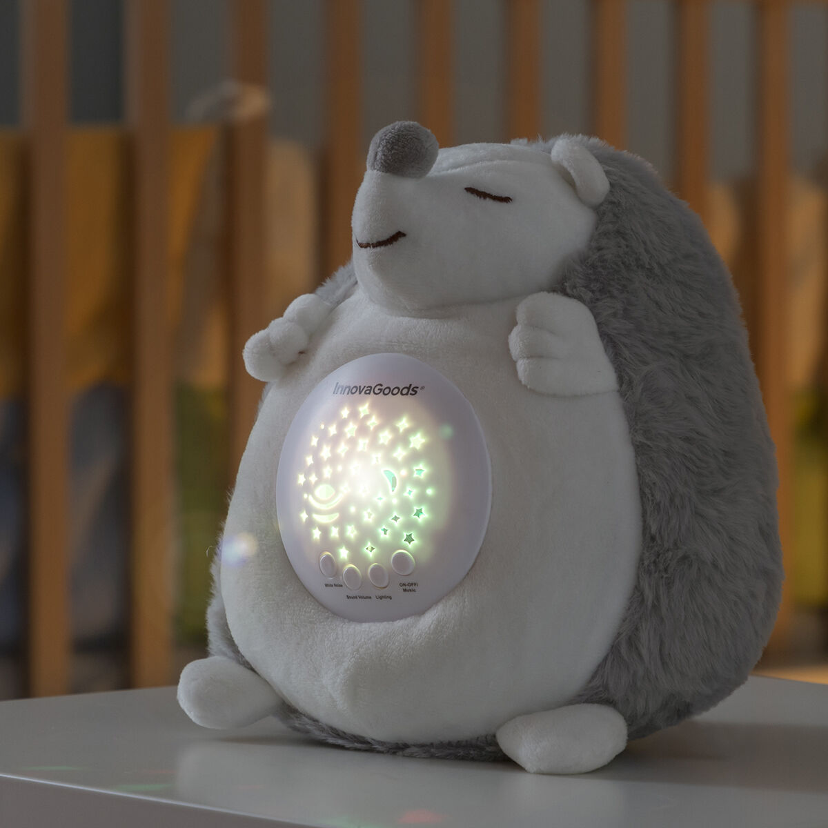 Hedgehog Soft Toy with White Noise and Nightlight Projector Spikey InnovaGoods-6