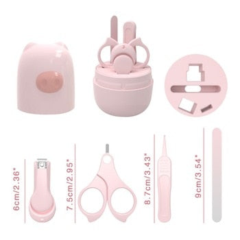 4pcs Baby Healthcare Kits Baby Nail Care Set Infant Finger Trimmer Scissors Nail Clippers Cartoon Animal Storage Box for Travel